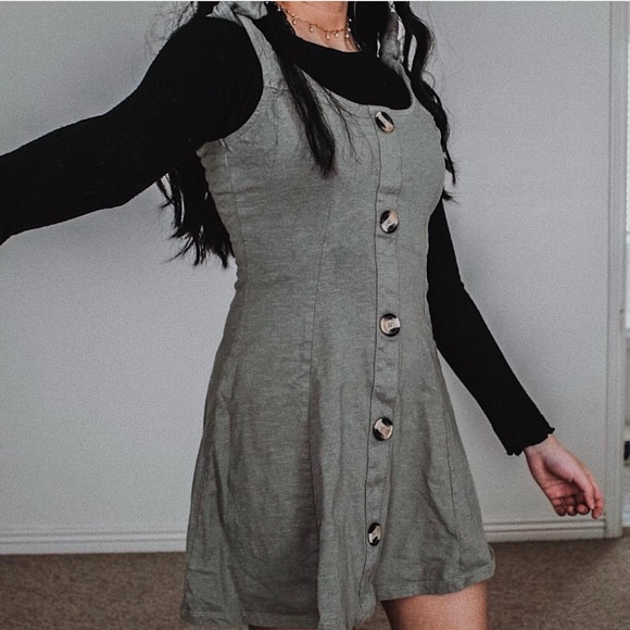 ASOS Gray Button-Front Mini Dress - Picture 2 of 4